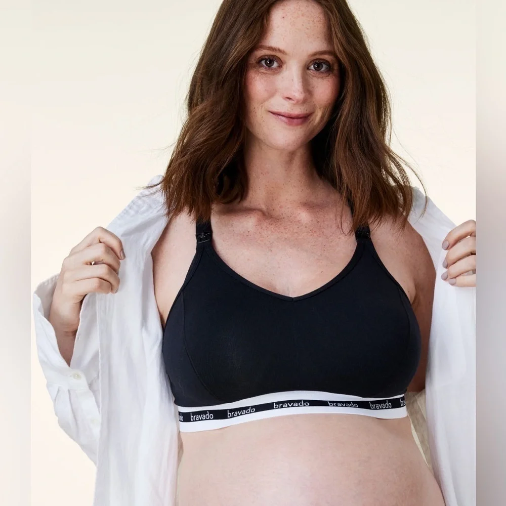 Lot of 2 NWT Bravado Designs Black Racerback Full Cup Nursing Bra S 32D-…
